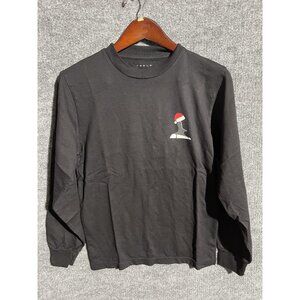 Tesla Shirt Mens Small Black Long Sleeve Santa Hat Logo Holiday Tee Christmas